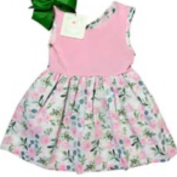 Smocked flamingo 5T floral dress - Picture 4 of 4
